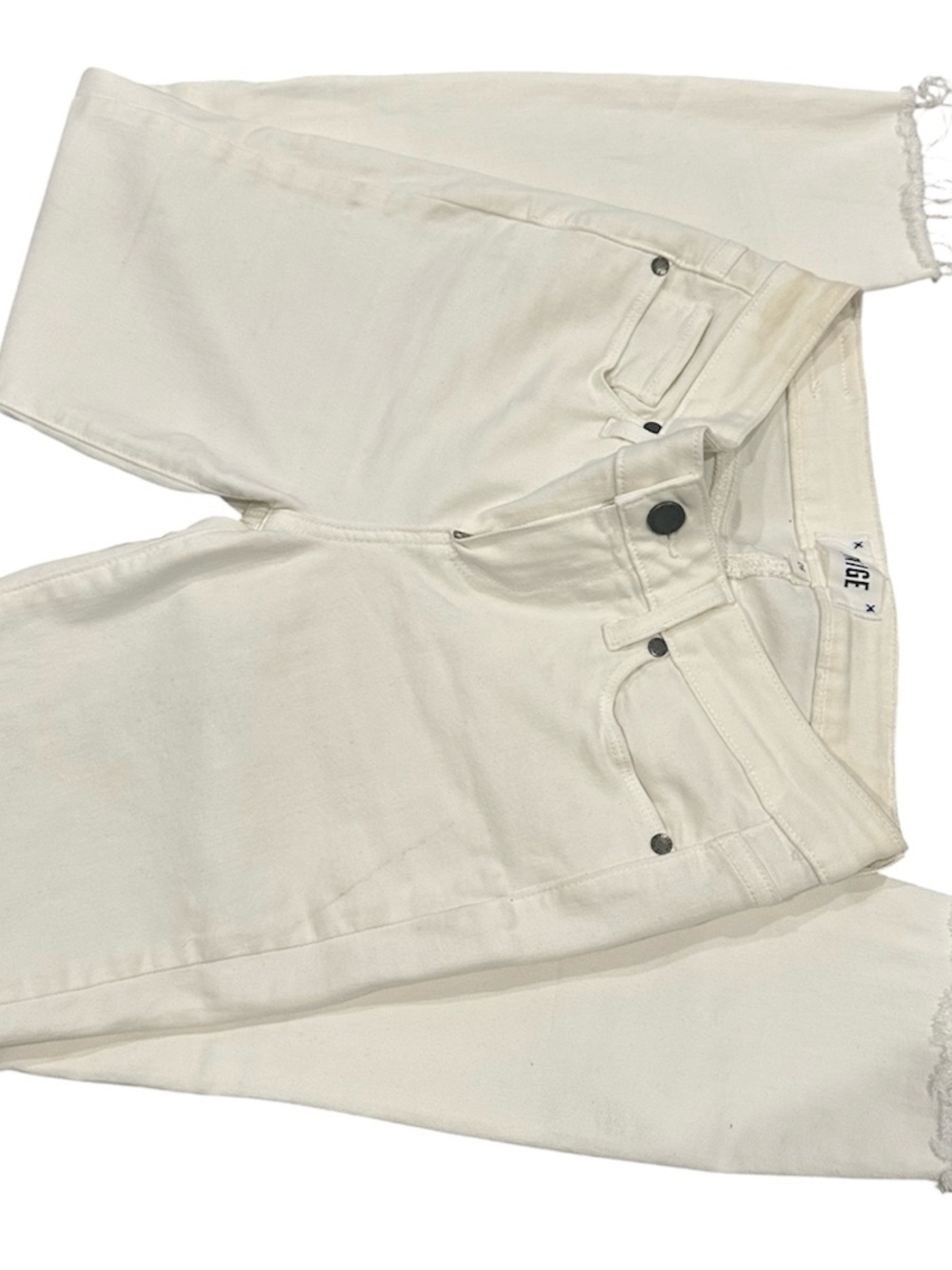 PAIGE White Skinny Jeans with Raw Hem